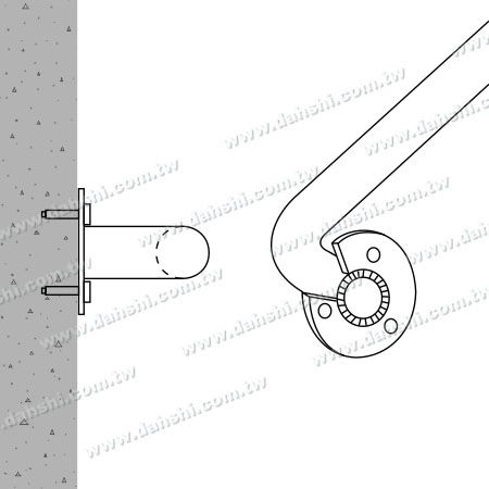 S.S. Round Tube Base Plate - Stainless Steel Round Tube Base Plate - Screw Expose - Diagram