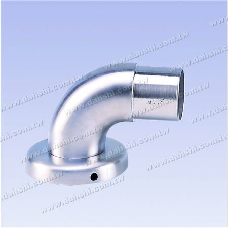 Stainless Steel Round Tube Handrail Support 90degree Elbow with Cover - Screw Invisible - Satin Finish