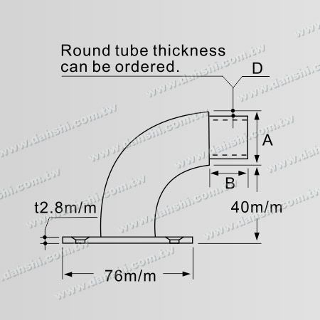 尺寸图:不锈钢圆管扶手头尾用底盘固定座- 螺钉外露式