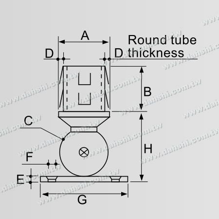 Dimensione: Supporto per corrimano in tubo tondo in acciaio inossidabile - Angolo regolabile interno - Vite esposta - Design a molla di uscita - Senza saldatura / applicabile con colla