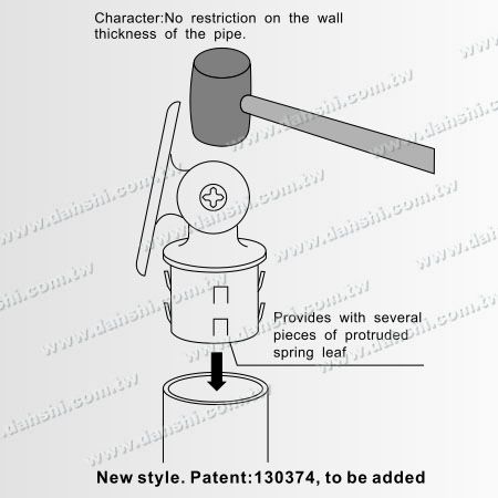 Kurulum Diyagramı: Paslanmaz Çelik Yuvarlak Boru Korkuluk Dik Bağlantı Ayarlanabilir Konnektör Destek Yarıçaplı İç Uygun - Çıkış yay tasarımı - kaynak gerektirmez / yapıştırıcı uygulanabilir