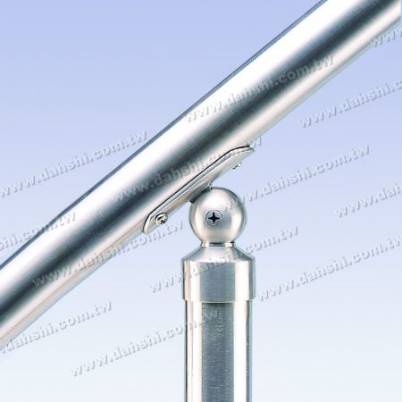 S.S. Round Tube Perp. Post Adj. Conn. Support Radiused Ext. - Stainless Steel Round Tube Handrail Perpendicular Post Adjustable Connector Support Radiused External Fit