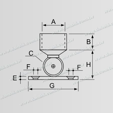 ابعاد: پشتیبان دستگیره استیل تیوب گرد قابل تنظیم زاویه داخلی - پیچ بیرونی