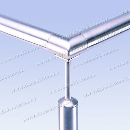 S.S. Round Tube Perp. Post 90° Support Connector - Stainless Steel Round Tube Handrail Perpendicular Post 90deg Support Connector