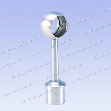 S.S. Round Tube Perp. Post Conn. Through Ring Trapezoid Stem - Stainless Steel Round Tube Handrail Perpendicular Post Connector Through Ring Trapezoidal Stem
