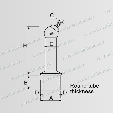 Abmessung: Edelstahl-Rundrohr-Handlauf senkrechter Pfostenwinkelverstellbarer Stützverbinder