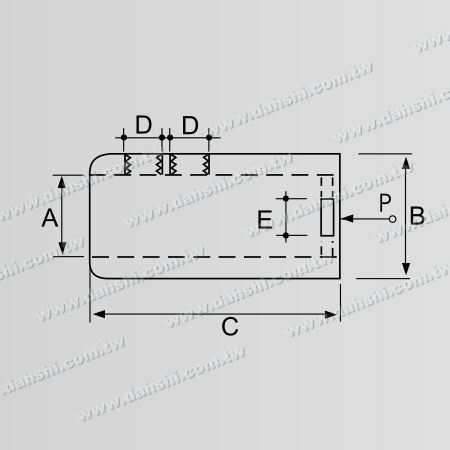 Dimensione: Connettore con schiena piatta per tubo e barra in acciaio inossidabile