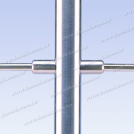 不锈钢圆管横杆与圆管立柱90度直向接头 - 不锈钢圆管横杆与圆管立柱90度直向接头