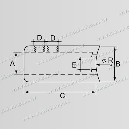 Dimensión: Conector de tubo y barra de acero inoxidable