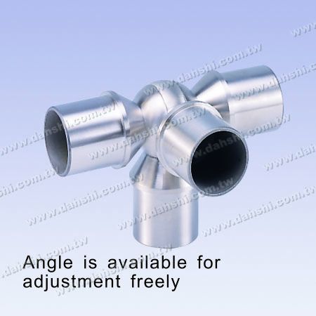 S.S. Round Tube Internal 90° T Ball Conn. 4 Way Out Angle Adj.