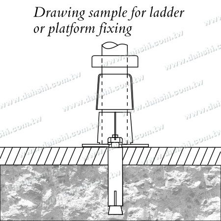 Corrimão de tubo redondo de aço inoxidável 3 peças Base redonda - Parafuso invisível - Diagrama de instalação 3