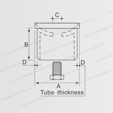 尺寸图：不锈钢配件可用于连接圆球和圆管- 塞入管内