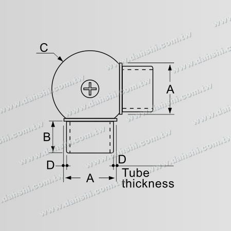 Abmessung: Edelstahl-Rundrohr interner Bogenkugelverbinder Winkel verstellbar