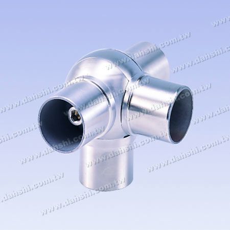 S.S. Round Tube Internal 90° T Ball Conn. 4 Way Out Angle Adj.