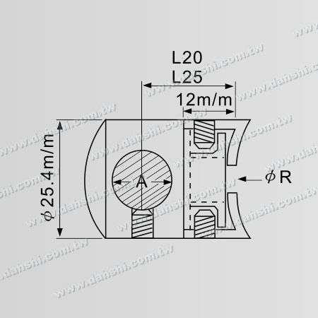 Dimensión: Soporte de tubo/barra de acero inoxidable con extremo cerrado