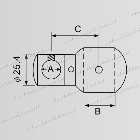 Dimensão: Conector de Tubo/Haste de Aço Inoxidável Tipo Bola com Ângulo Ajustável