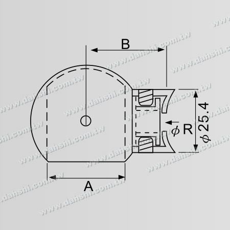 Dimensión: Conector de tubo y barra de acero inoxidable, tipo bola de extremo cerrado, ángulo ajustable