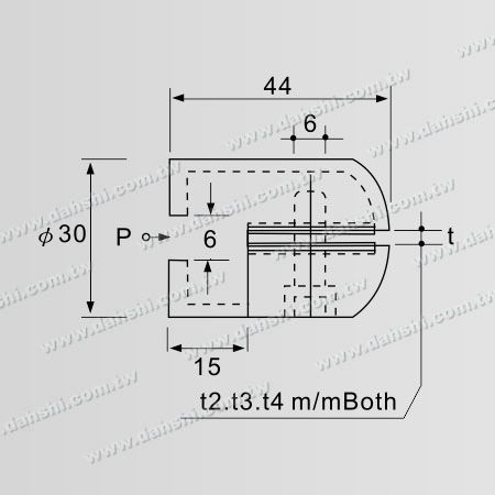 Dimension : Pince en tôle d'acier inoxydable - Pour utilisation sur escalier et plateforme en acier inoxydable - pour tuyau carré