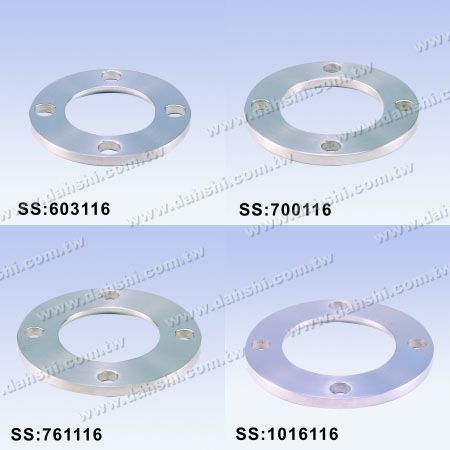 एस.एस. गोल ट्यूब गोल प्लेट - 4 स्क्रू होल्स - स्टेनलेस स्टील गोल ट्यूब हैंडरेल गोल प्लेट - 4 स्क्रू होल्स