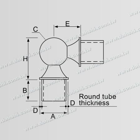 S.S. Round Tube Internal 90° Ball Type Connector - Dimension:Stainless Steel Round Tube Internal 90degree Ball Type Connector S.S. Round Tube Internal 90° Ball Type Connector - Dimension:Stainless Steel Round Tube Internal 90degree Ball Type Connector
