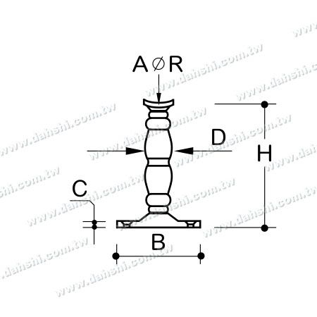 आयाम: बार के लिए स्टेनलेस स्टील फुटरेस्ट (SS:424135)