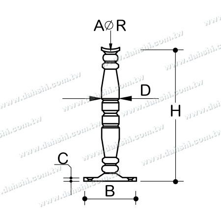 आयाम: बार के लिए स्टेनलेस स्टील पैदल (SS:424136)
