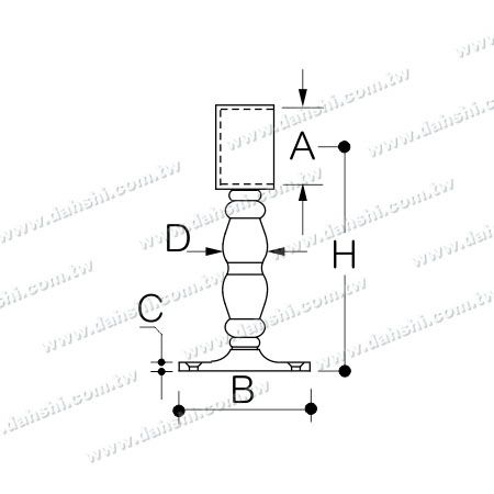 Dimension: Repose-pied en acier inoxydable pour bar (SS:424139B)