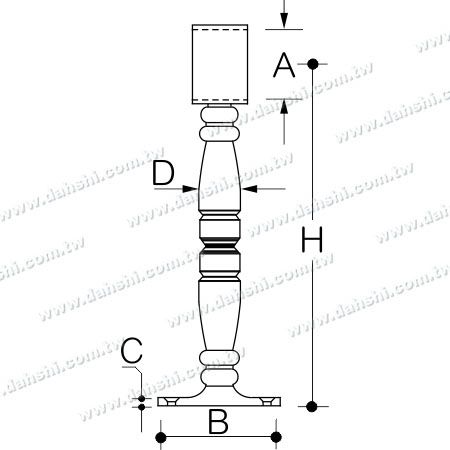 Dimension: Repose-pieds en acier inoxydable pour bar (SS:424140A)