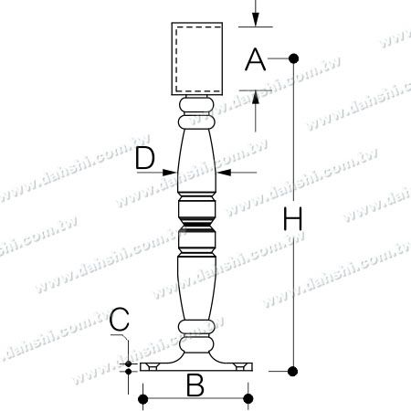 Dimension: Repose-pieds en acier inoxydable pour bar (SS:424140B)
