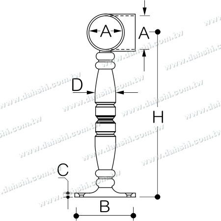 Dimension: Edelstahl-Fußstütze für die Bar (SS:424140C)