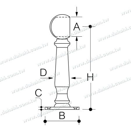 आयाम: स्टेनलेस स्टील बार के लिए पैर का समर्थन (एसएस: 424141बी)