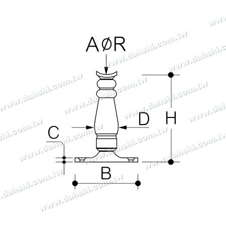 आयाम: बार के लिए स्टेनलेस स्टील पैदल (SS:424143)
