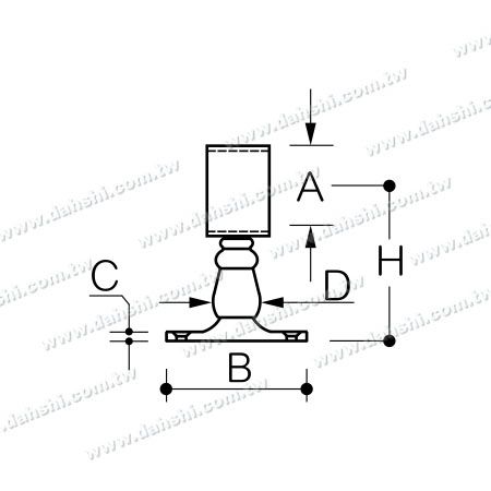 Dimension : Repose-pieds en acier inoxydable pour bar (SS:424148A)