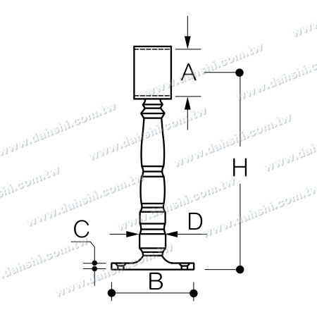 Dimension : Repose-pieds en acier inoxydable pour bar (SS:424150A)