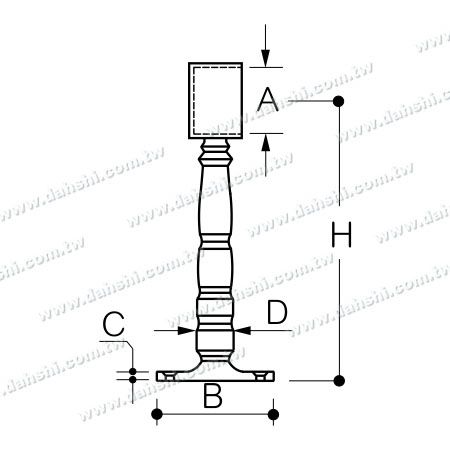 आयाम: बार के लिए स्टेनलेस स्टील फुटरेस्ट (एसएस:424150बी)