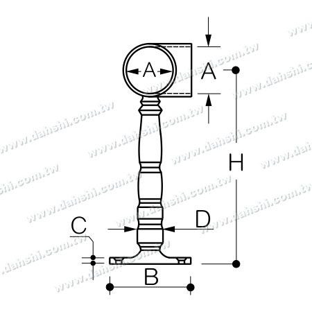 आयाम: स्टेनलेस स्टील फुटरेस्ट फॉर बार (एसएस: 424150सी)