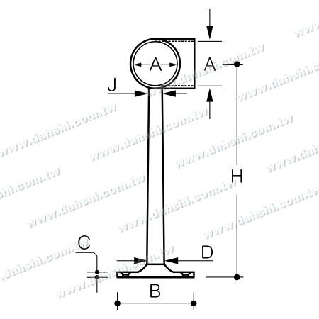 Dimension : Repose-pieds en acier inoxydable pour bar (SS:424154CL)