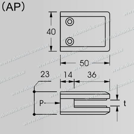 Dimensão: Grampo de Vidro de Aço Inoxidável em Forma Quadrada - Sem Necessidade de Furadeira no Vidro - para Tubo Quadrado
