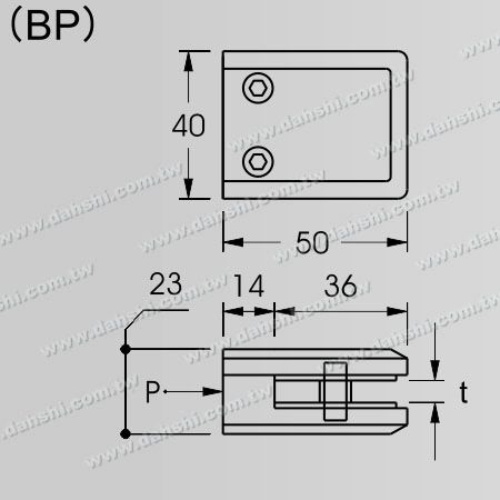 Dimension:Stainless Steel Glass Clamp Square Shape - With Center Pin for Drill Hole on Glass - for Square Pipe