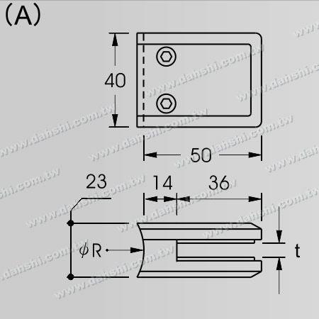 Dimensão:Grampo de Vidro de Aço Inoxidável Forma Quadrada - Sem Necessidade de Fazer Furo no Vidro