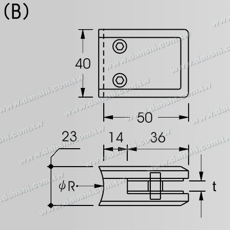 Dimension:Stainless Steel Glass Clamp Square Shape - With Center Pin for Drill Hole on Glass