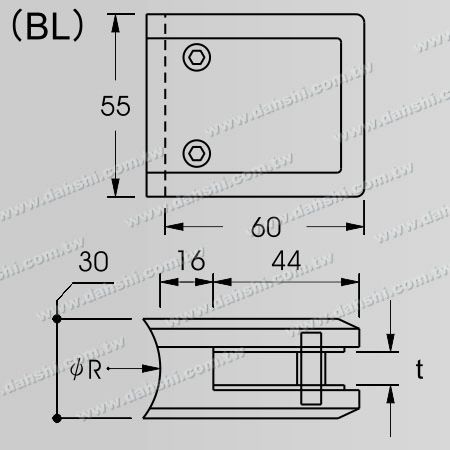 Dimension:Stainless Steel Glass Clamp Large Square Shape - With Center Pin for Drill Hole on Glass