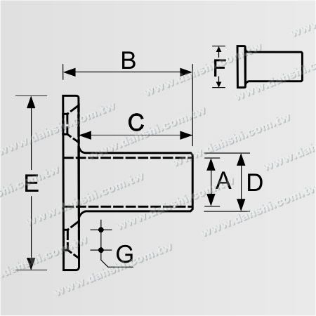 寸法:ステンレススチール丸管手すり外部挿入エンド