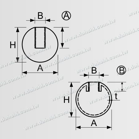 Dimensión: Tapón final de acero inoxidable redondo/tubo/barra tipo bola sólida y hueca con rosca interna