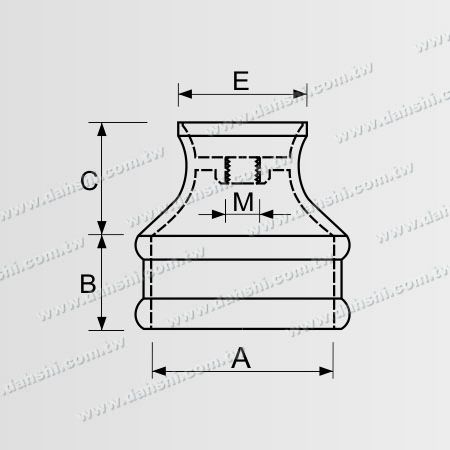 尺寸圖:不銹鋼配件可用於連接圓球和圓管 - 套於管外
