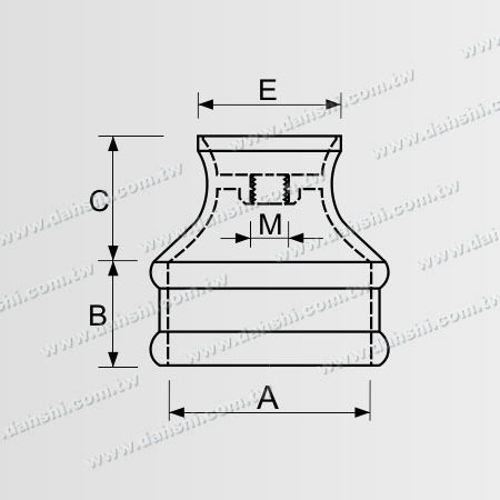 尺寸图：不锈钢配件可用于连接圆球和圆管- 套于管外