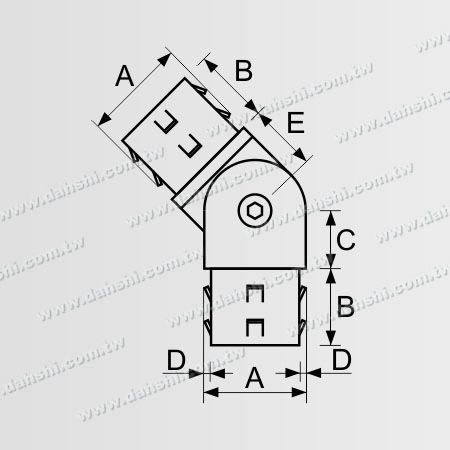 Dimensione: Gomito interno regolabile ad angolo in acciaio inossidabile per tubo rotondo - Design a molla di uscita - Senza saldatura / applicabile con colla