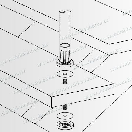 Installazione del diagramma del corrimano in tubo tondo in acciaio inossidabile 2 pezzi base rotonda