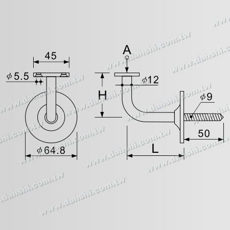 Dimensión: Taiscí Féin-Phíobáil - Bráiste Balla Lámhchúil Tuib Cearnach, Tuib Chuarach Lámhchúil Inox - Airde Inchoigeartaithe - Cúlra Inchoigeartaithe