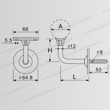 Dimensión: Bráiste Balla Túbu Ciorcail Inox - Bráiste Balla Túbu Ciorcail Inox Leathanaigh In Airde - Cearrbhach Inmharthana